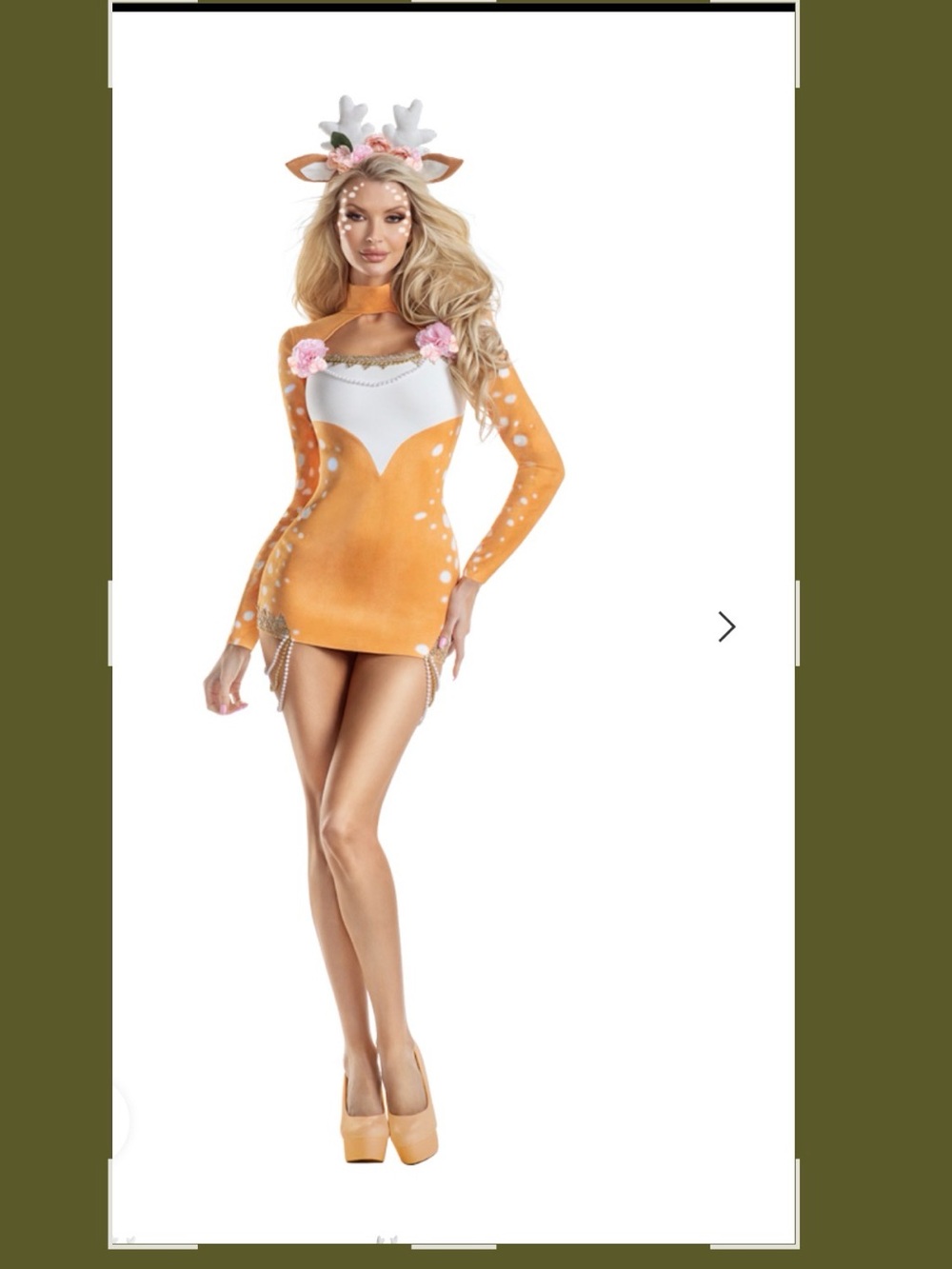 NWT Halloween costume Women's Orange Deer Costume Dress with Headband